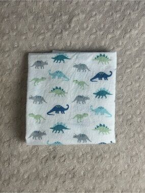 HB Hudson Baby Dinosaur Baby Receiving Blanket Flannel White Blue Green Gray